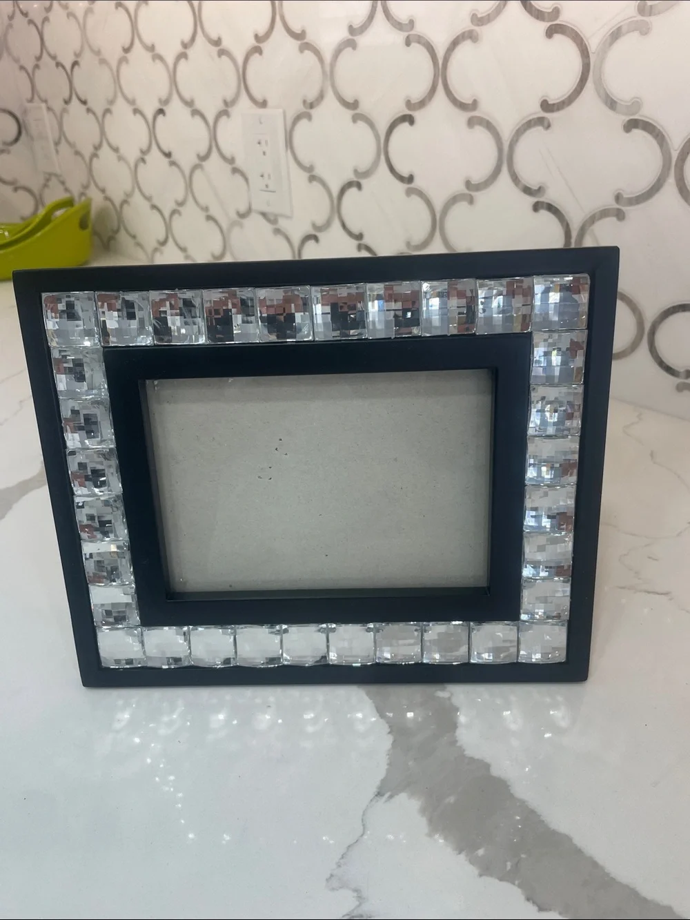 Black Picture Frame with Faceted Crystal Accent